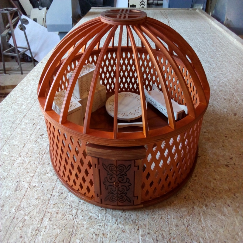 طرح جعبه جواهرات یورت مناسب برای استفاده در دستگاه های cnc چوب و cnc لیزر - yurt jewelry box dxf file