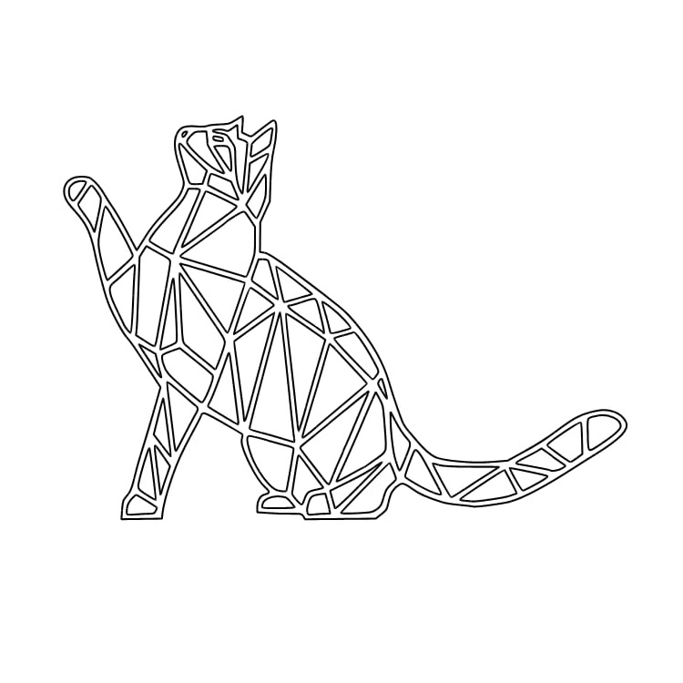 طرح حیوانات هندسی چند ضلعی طرح دار مناسب برای استفاده در دستگاه های cnc چوب و cnc لیزر - laser cut stylized polygonal cat geometric animals dxf file