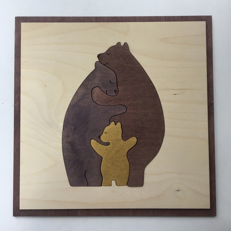طرح خانواده خرس روی دیوار مناسب برای استفاده در دستگاه های cnc چوب و cnc لیزر - laser cut bear family wall art cdr file