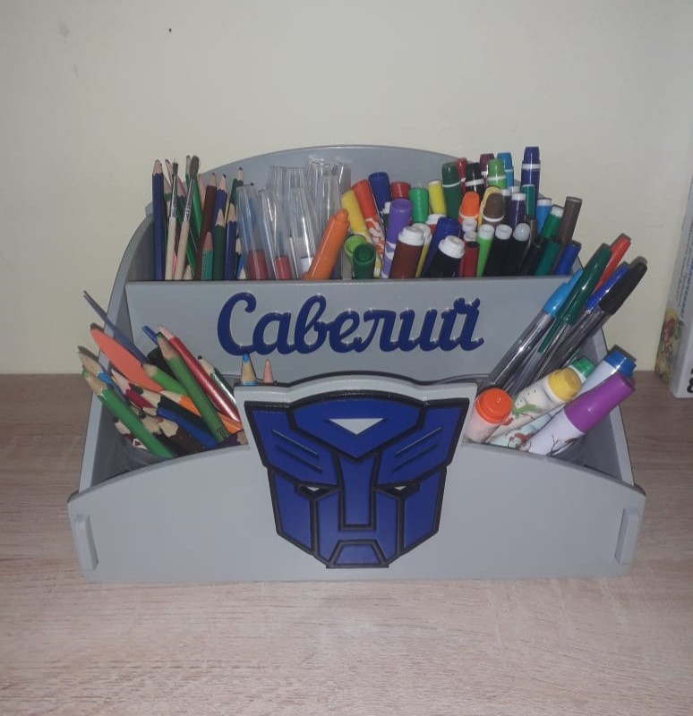طرح جعبه مقوایی طرح ترانسفورماتور مناسب برای استفاده در دستگاه های cnc چوب و cnc لیزر - laser cut transformers desk organizer cdr file