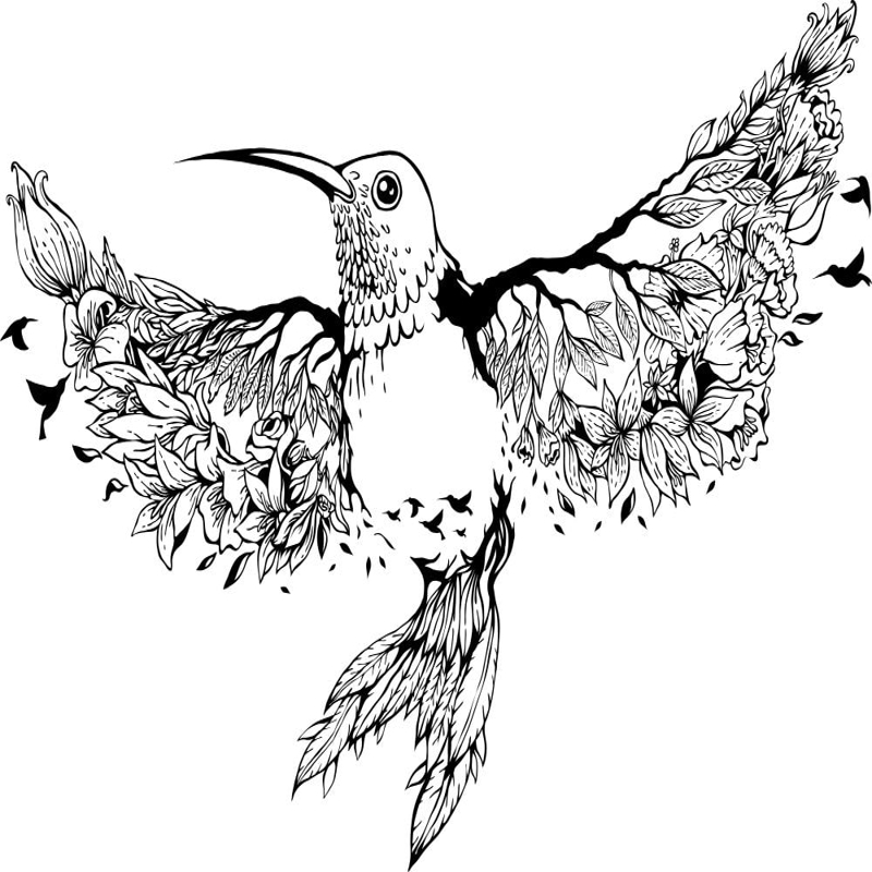 طرح نقاشی پرنده با طرح گل مناسب برای استفاده در دستگاه های cnc چوب و cnc لیزر - bird art floral cdr file