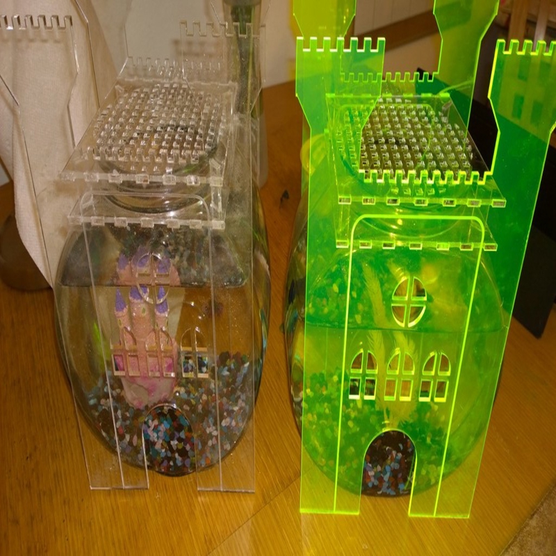 طرح قلعه تنگ ماهی مناسب برای استفاده در دستگاه های cnc چوب و cnc لیزر - laser cut fishbowl fortress svg file