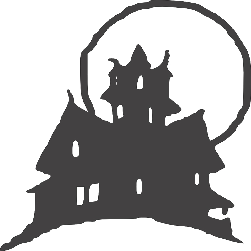 طرح قلعه کلیپ‌آرت هالووین مناسب برای استفاده در دستگاه های cnc چوب و cnc لیزر - halloween clipart castle dxf file