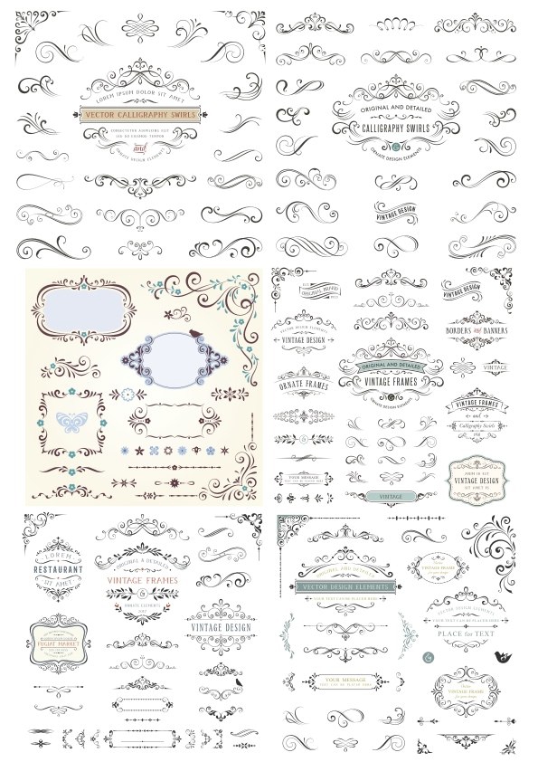 طرح تزئینات گلدار چرخشی مناسب برای استفاده در دستگاه های cnc چوب و cnc لیزر - swirl floral decorative ornaments cdr file