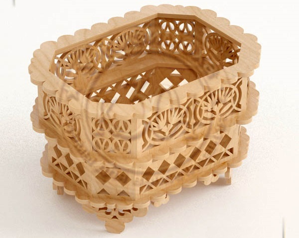 طرح سبد تزئینی چوبی مناسب برای استفاده در دستگاه های cnc چوب و cnc لیزر - wooden decorative basket dxf file