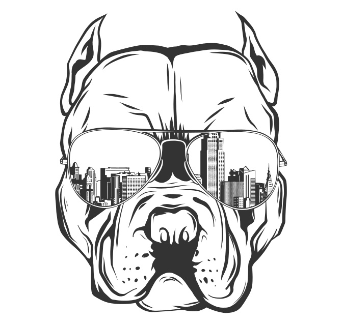 طرح و مناسب برای استفاده در دستگاه های cnc چوب و cnc لیزر - pitbull wearing sunglasses sticker svg file