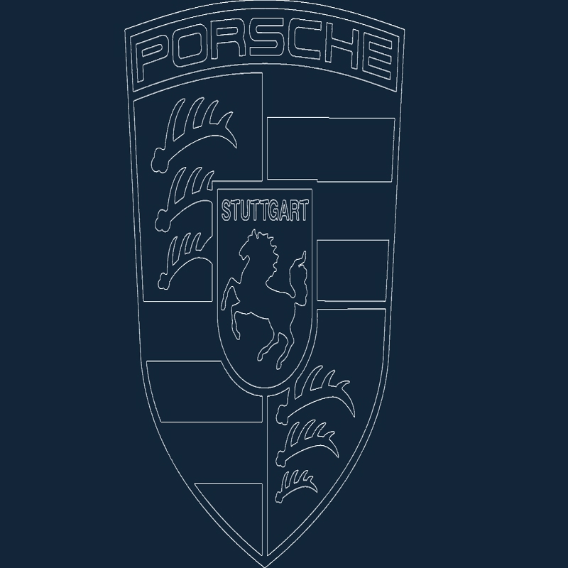 طرح پورشه آکاد مناسب برای استفاده در دستگاه های cnc چوب و cnc لیزر - porsche acad dxf file
