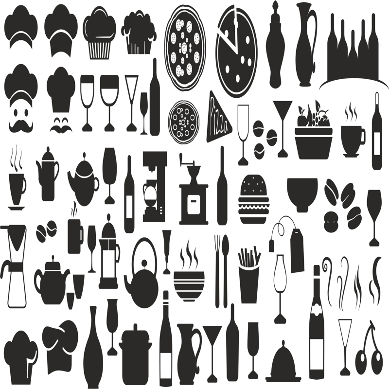 طرح مجموعه آیکون‌های غذا مناسب برای استفاده در دستگاه های cnc چوب و cnc لیزر - food icons set cdr file