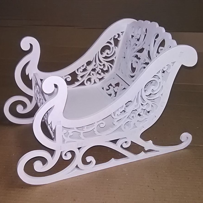 طرح ظرف آبنبات سورتمه مناسب برای استفاده در دستگاه های cnc چوب و cnc لیزر - laser cut sleigh candy dish cdr file