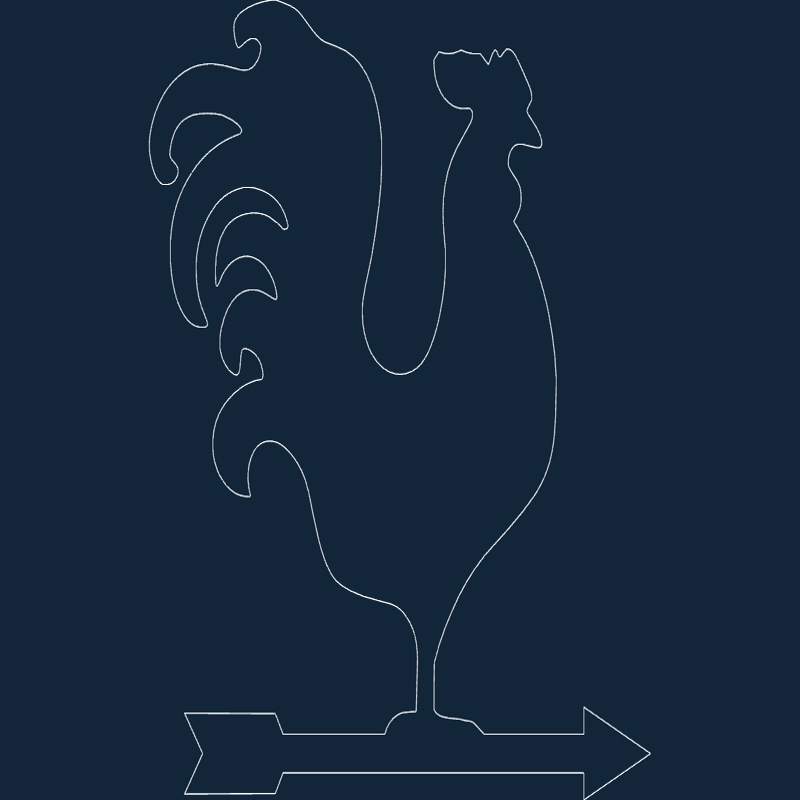 طرح بادنما و خروس هواشناسی مناسب برای استفاده در دستگاه های cnc چوب و cnc لیزر - weather vane weathercock dxf file