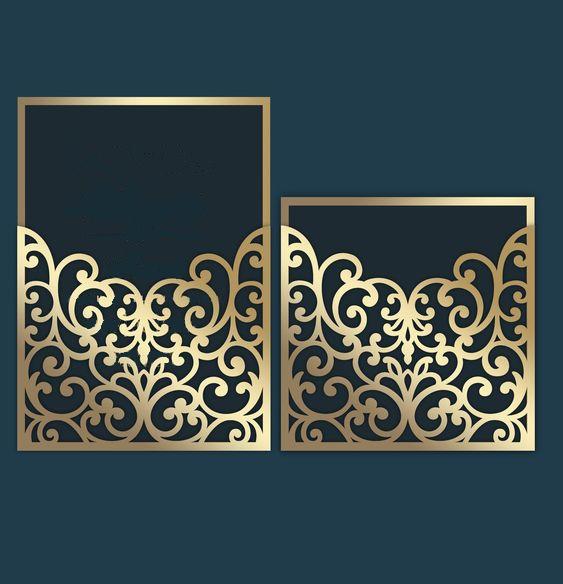 طرح کارت دعوت عروسی مناسب برای استفاده در دستگاه های cnc چوب و cnc لیزر - laser cut wedding invitation design svg file