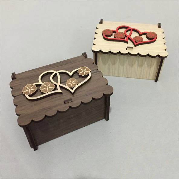 طرح جعبه چوبی قلب مناسب برای استفاده در دستگاه های cnc چوب و cnc لیزر - laser cut heart wooden box cdr file
