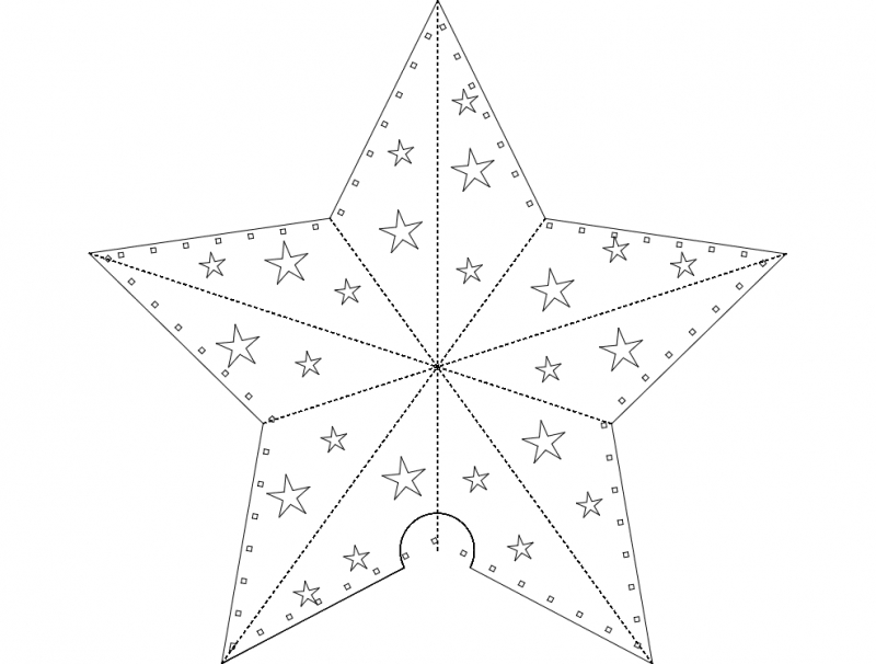 طرح ستاره کاغذی مناسب برای استفاده در دستگاه های cnc چوب و cnc لیزر - paper star dxf file