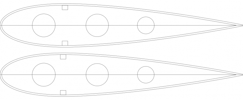 طرح ناکا 0018 wingchord 215mm k hogg مناسب برای استفاده در دستگاه های cnc چوب و cnc لیزر - naca 0018 wingchord 215mm k hogg dxf file