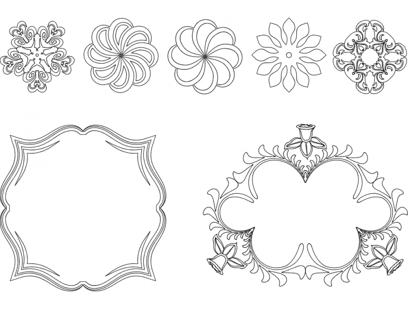 طرح قاب و گل مناسب برای استفاده در دستگاه های cnc چوب و cnc لیزر - frame and flowers dxf file