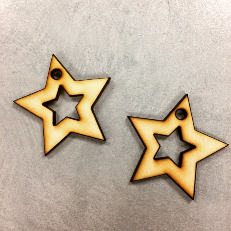 طرح گوشواره ستاره مناسب برای استفاده در دستگاه های cnc چوب و cnc لیزر - laser cut star laser cut earrings