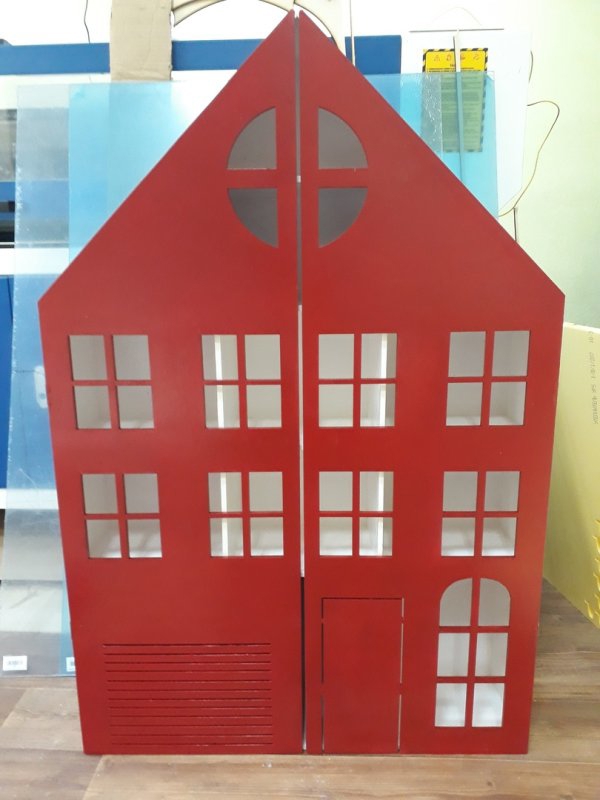 طرح خانه عروسک با درب مناسب برای استفاده در دستگاه های cnc چوب و cnc لیزر - laser cut doll house with doors