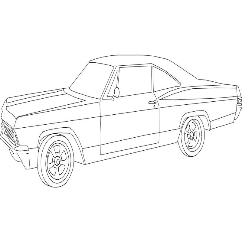 طرح ماشین ایمپلالا مناسب برای استفاده در دستگاه های cnc چوب و cnc لیزر - implala car dxf file