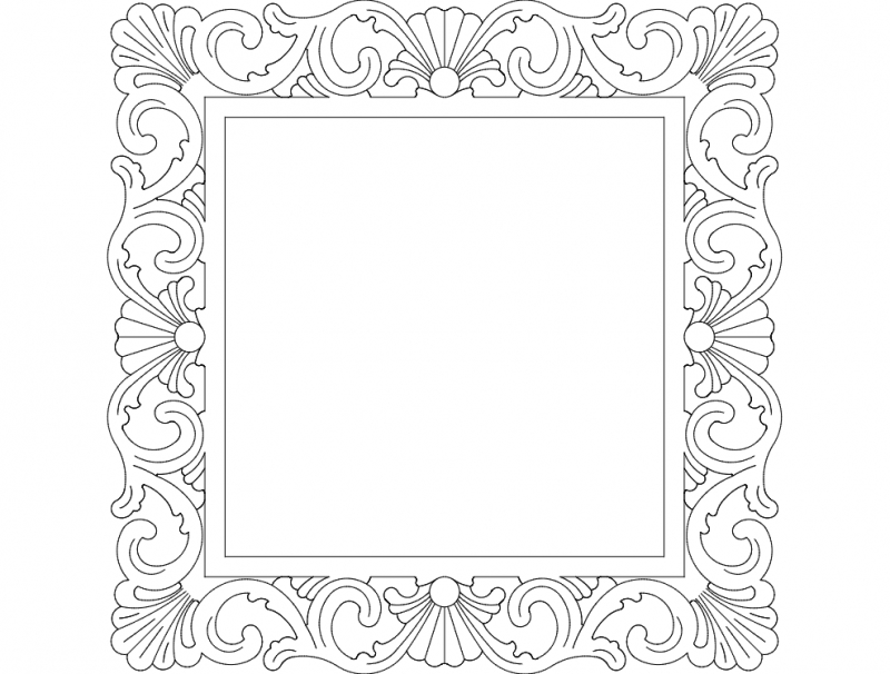طرح مربع قاب آینه مناسب برای استفاده در دستگاه های cnc چوب و cnc لیزر - mirror frame square dxf file