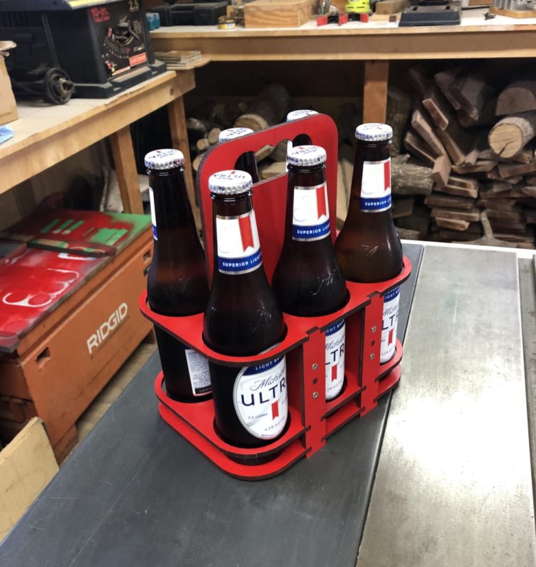 طرح بسته ۶ تایی جا لیوانی مناسب برای استفاده در دستگاه های cnc چوب و cnc لیزر - laser cut 6 pack beer holder dxf file