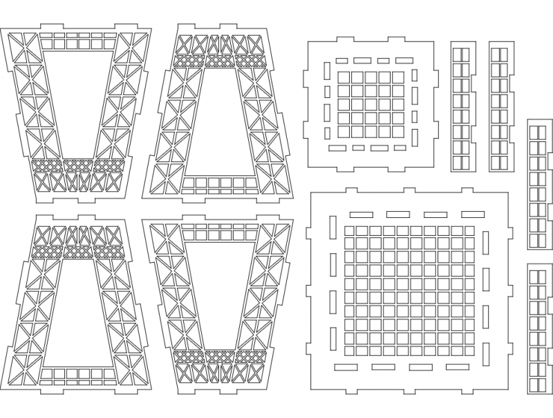 طرح برج افیل قسمت دوم مناسب برای استفاده در دستگاه های cnc چوب و cnc لیزر - effil tower part 2 dxf file