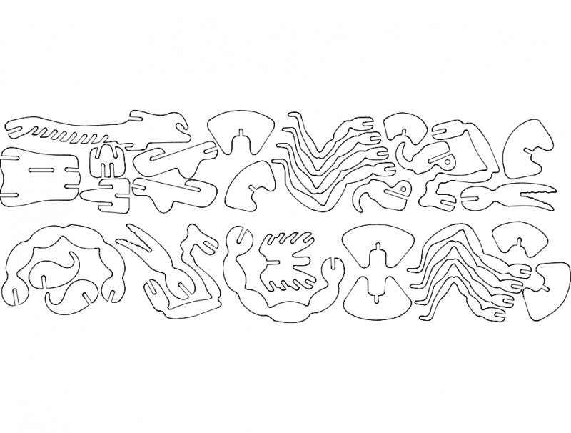 طرح پازل عقرب مناسب برای استفاده در دستگاه های cnc چوب و cnc لیزر - scorpion puzzle dxf file