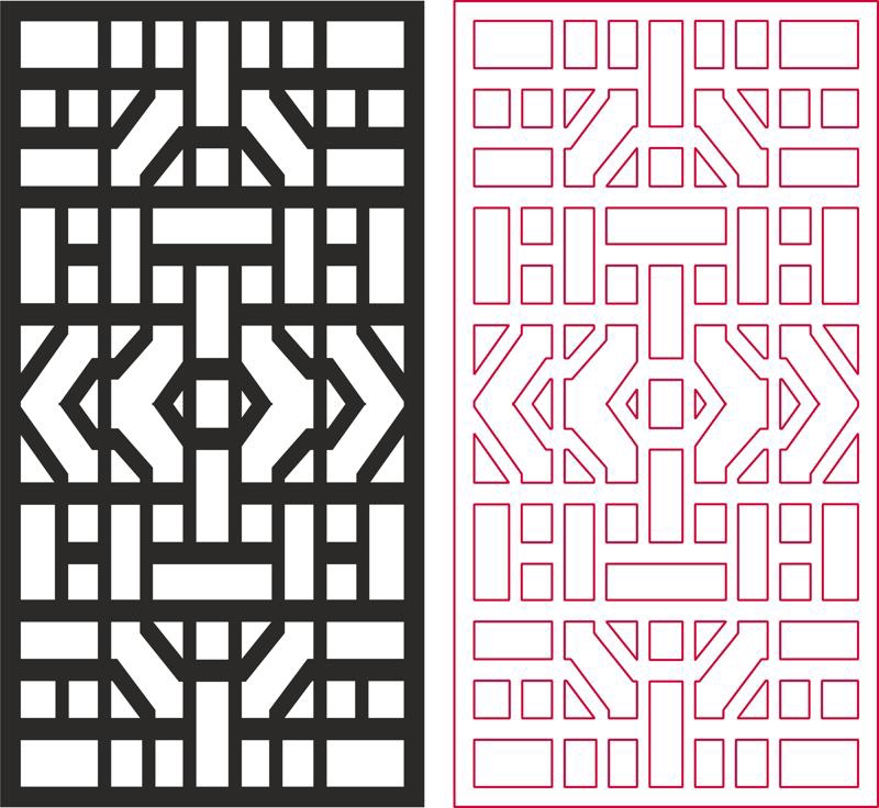 طرح با طرح هندسی انتزاعی مناسب برای استفاده در دستگاه های cnc چوب و cnc لیزر - abstract geometric pattern dxf file