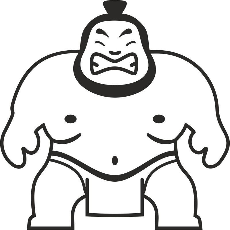 طرح فایل وکتور برچسب کشتی‌گیر سومو مناسب برای استفاده در دستگاه های cnc چوب و cnc لیزر - sumo wrestler sticker vector cdr file