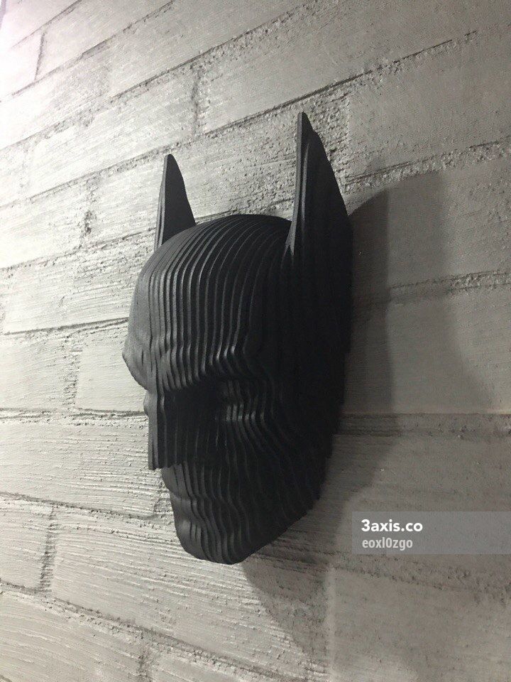 طرح بتمن برای دیوار سه بعدی مناسب برای استفاده در دستگاه های cnc چوب و cnc لیزر - laser cut batman head 3d wall decor cdr file