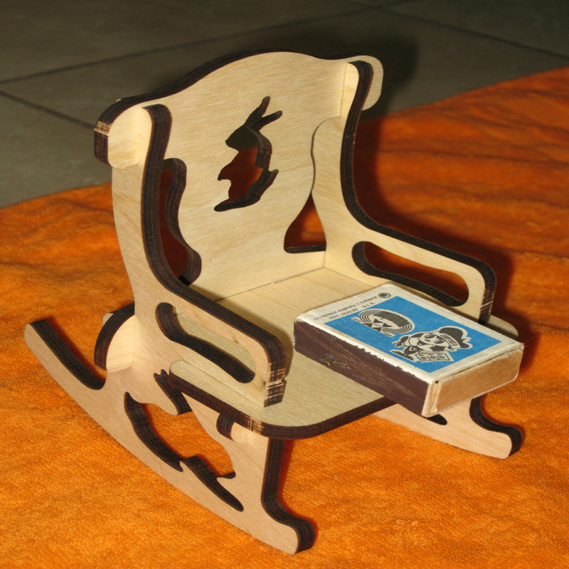 طرح صندلی عروسک با قطر ۶ میلی‌متر مناسب برای استفاده در دستگاه های cnc چوب و cnc لیزر - laser cut doll chair 6mm dxf file