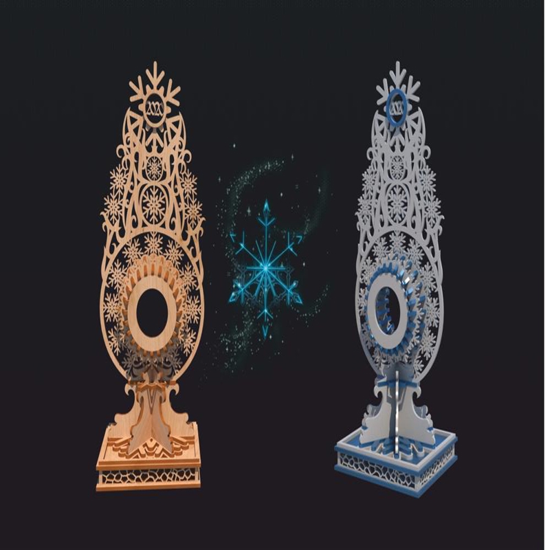 طرح ساعت دانه برف ۴ میلی‌متری مناسب برای استفاده در دستگاه های cnc چوب و cnc لیزر - laser cut snowflake clock 4mm cdr file