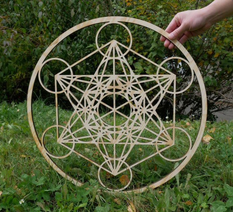 طرح مکعب متاترون مناسب برای استفاده در دستگاه های cnc چوب و cnc لیزر - laser cut metatron cube dxf file