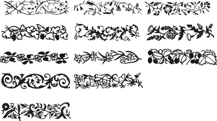 طرح حاشیه‌های گلدار مناسب برای استفاده در دستگاه های cnc چوب و cnc لیزر - floral borders eps file