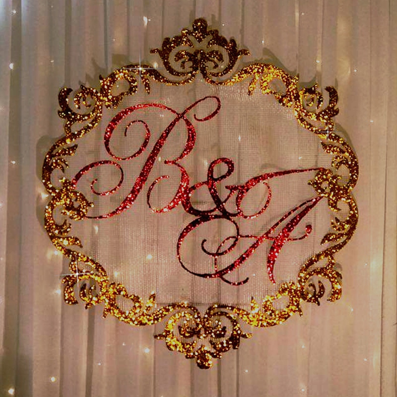 طرح مونوگرام اکلیلی مناسب برای استفاده در دستگاه های cnc چوب و cnc لیزر - laser cut glitter monogram cdr file