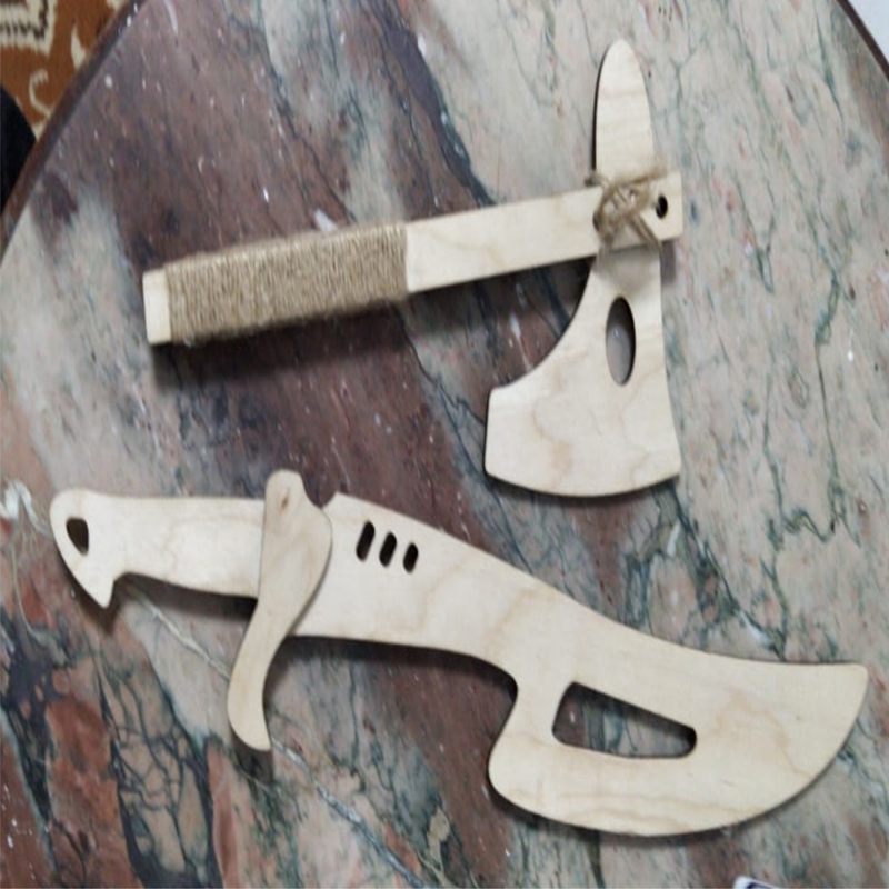 طرح تبر و شمشیر چوبی مناسب برای استفاده در دستگاه های cnc چوب و cnc لیزر - laser cut wooden axe and sabre cdr file