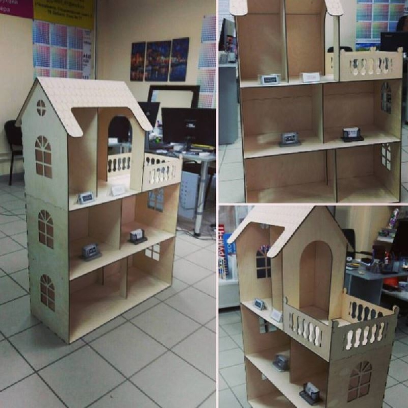 طرح خانه عروسکی چوبی مناسب برای استفاده در دستگاه های cnc چوب و cnc لیزر - laser cut wooden dollhouse kit cdr file