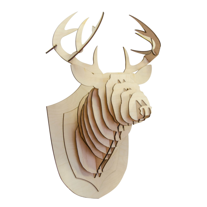 طرح تندیس چوبی سر گوزن مناسب برای استفاده در دستگاه های cnc چوب و cnc لیزر - laser cut wooden deer head trophy cdr file