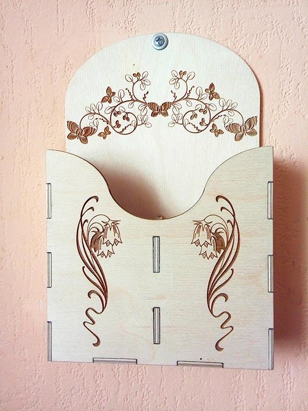 طرح جعبه کادو چوبی طرح گل مناسب برای استفاده در دستگاه های cnc چوب و cnc لیزر - laser cut wooden wall hanging storage box cdr file