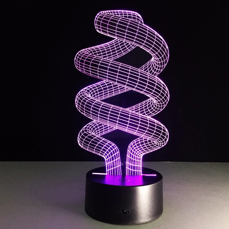طرح چراغ توهم سه بعدی به شکل مارپیچ مناسب برای استفاده در دستگاه های cnc چوب و cnc لیزر - laser cut spiral shape 3d illusion lamp cdr file