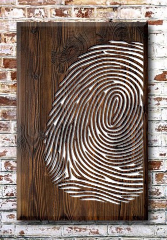 طرح دکور دیواری چوبی طرح اثر انگشت مناسب برای استفاده در دستگاه های cnc چوب و cnc لیزر - laser cut fingerprint wood wall decor cdr file