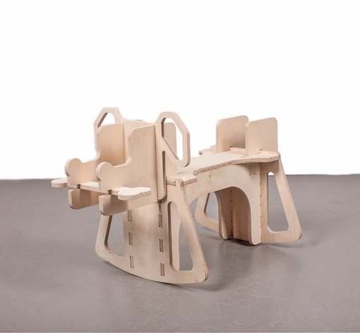 طرح سگ گهواره‌ای چوبی مناسب برای استفاده در دستگاه های cnc چوب و cnc لیزر - laser cut wooden rocking dog dxf file
