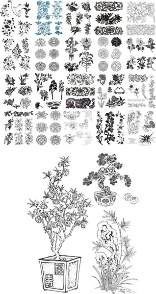 طرح مجموعه فایل های وکتور طرح گلدار مناسب برای استفاده در دستگاه های cnc چوب و cnc لیزر - collection of floral pattern vector cdr file