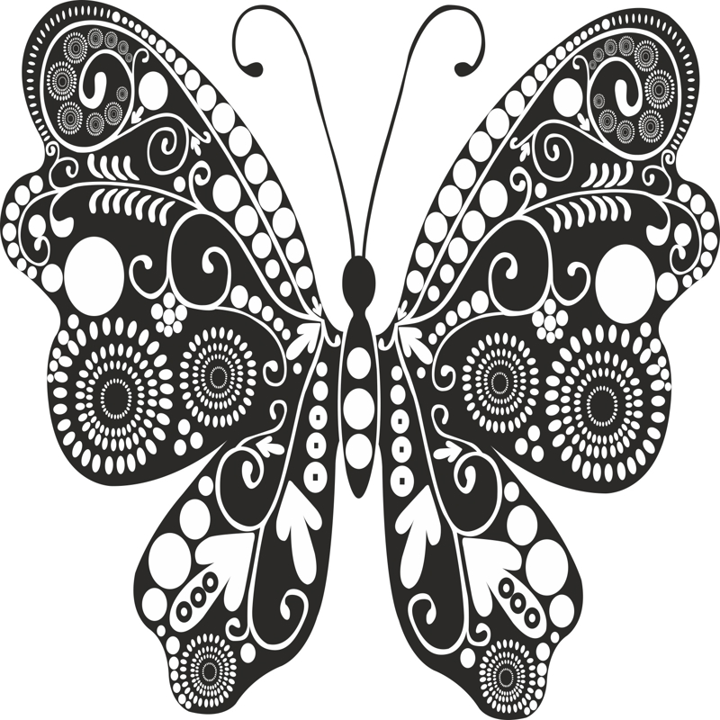 طرح چرخان پروانه مناسب برای استفاده در دستگاه های cnc چوب و cnc لیزر - butterfly swirl cdr file