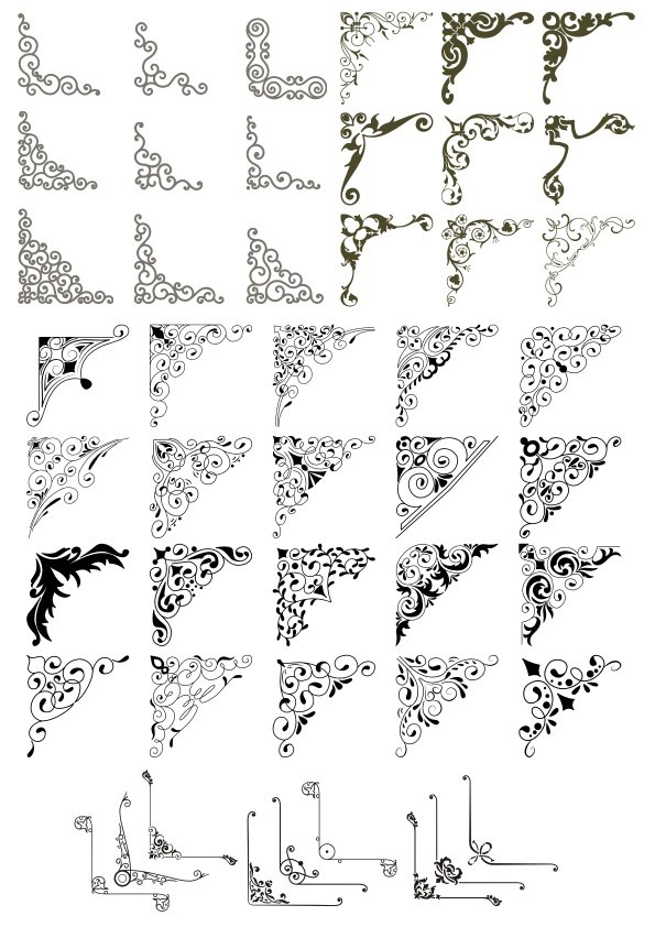 طرح گوشه‌های چرخان تزئینی مناسب برای استفاده در دستگاه های cnc چوب و cnc لیزر - decorative swirl corners cdr file