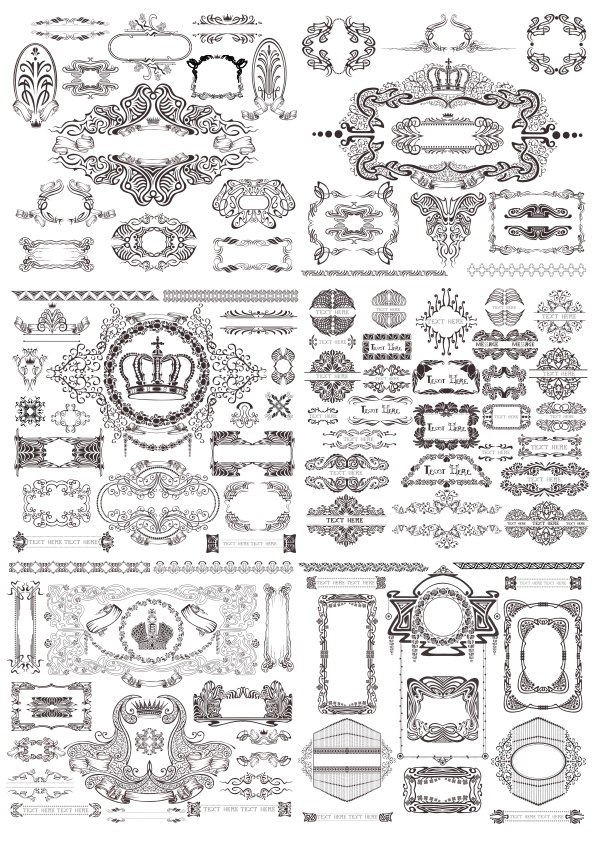 طرح مجموعه تزئینات قدیمی مناسب برای استفاده در دستگاه های cnc چوب و cnc لیزر - vintage ornaments decor set cdr file