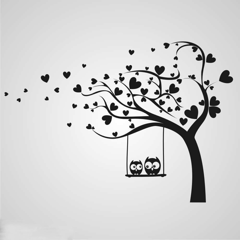 طرح درخت ولنتاین با جغدها مناسب برای استفاده در دستگاه های cnc چوب و cnc لیزر - laser cut engrave valentine tree with owls cdr file