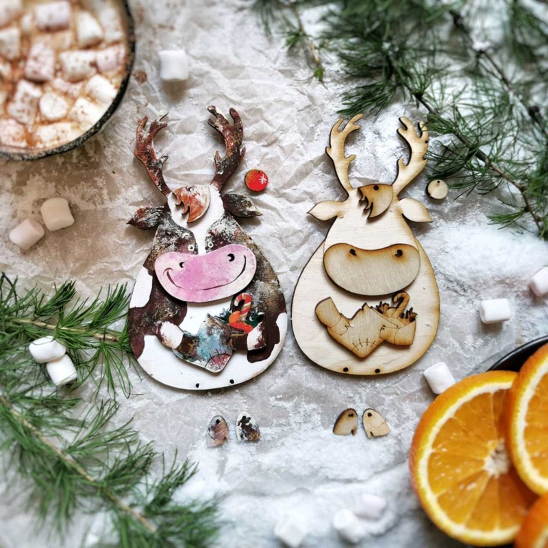 طرح گوزن برای کریسمس مناسب برای استفاده در دستگاه های cnc چوب و cnc لیزر - laser cut deer christmas decoration cdr file