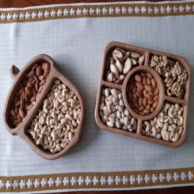 طرح سینی چوبی میوه خشک مناسب برای استفاده در دستگاه های cnc چوب و cnc لیزر - laser cut wooden dry fruit tray cdr file