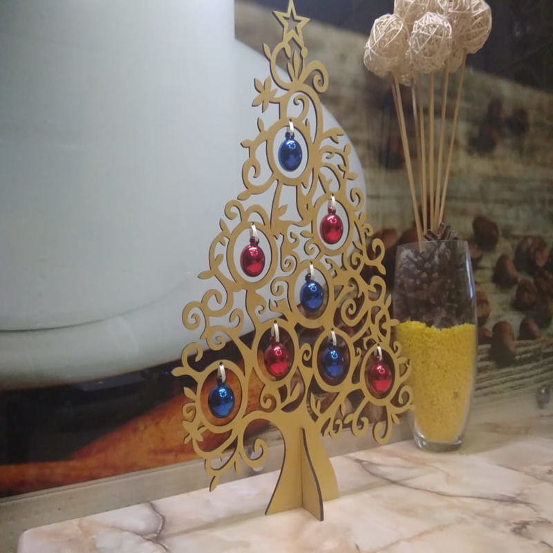 طرح درخت کریسمس مصنوعی تزئینی مناسب برای استفاده در دستگاه های cnc چوب و cnc لیزر - laser cut decorative artificial christmas tree cdr file