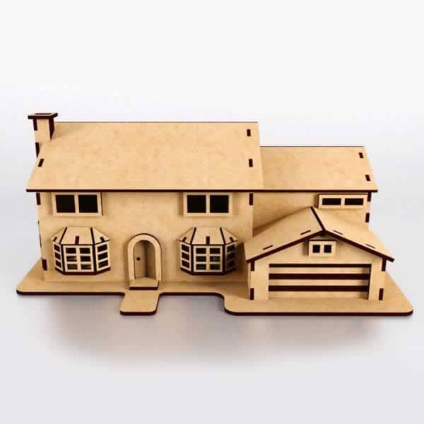 طرح پازل سه بعدی خانه سیمپسون ها با مناسب برای استفاده در دستگاه های cnc چوب و cnc لیزر - laser cut simpsons house 3d puzzle cdr file